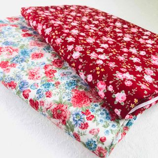 計1m ローズ柄　はぎれセット　50cm×2枚　オックス ツイル 生地　日本製