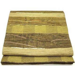 平和屋着物●六通柄袋帯　横段文　金糸　正絹　逸品　DAAU6774ob(帯)