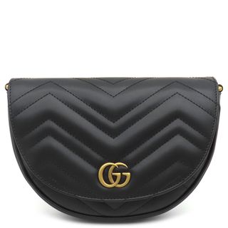 グッチ(GUCCI)のグッチ GUCCI ショルダーバッグ GGマーモント レザー ブラック ゴールド金具 黒 チェーンショルダー 746431 【箱】【中古】(ショルダーバッグ)