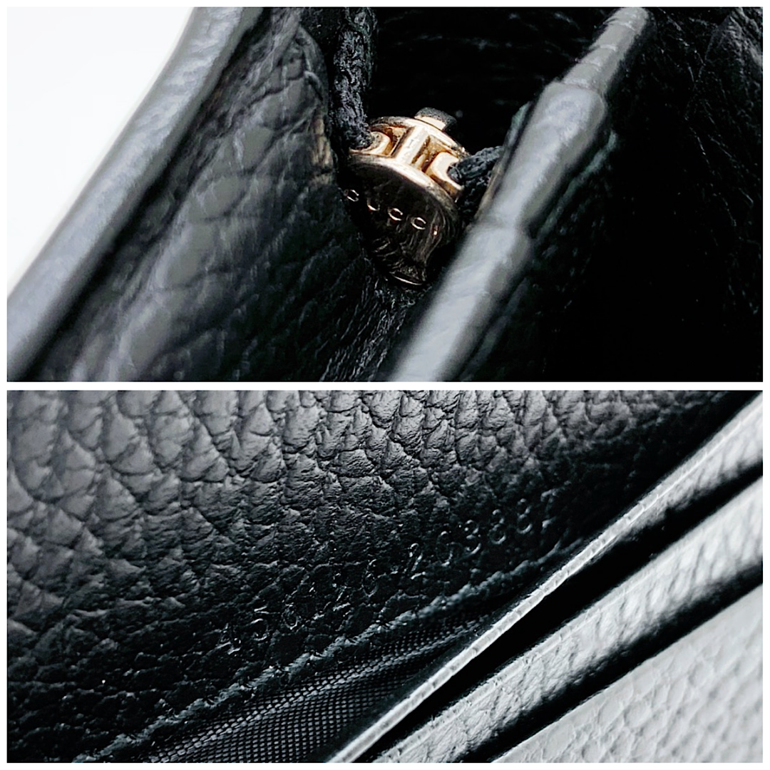 【極美品】グッチ 長財布 GG マーモント パール 黒 レザー キルティング GUCCI グッチ 長財布 マーモント キルティング