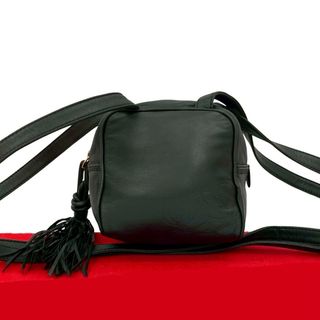 極 美品 LOEWE ロエベ ヴィンテージ アナグラム ロゴ タッセル ナッパ レザー 本革 ショルダーバッグ ポシェット ブラック 43195