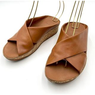 フィットフロップ(fitflop)のフィットフロップ ウエッジサンダル UK4 クロス レザー 厚底 Y0940(サンダル)