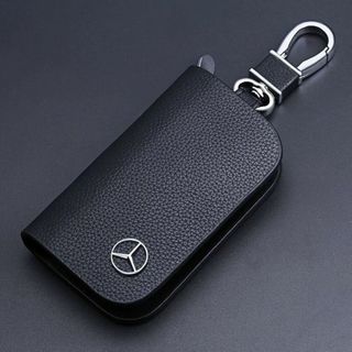メルセデス・ベンツキーケース レザー 革 キーカバー 高級 黒 2(キーホルダー)