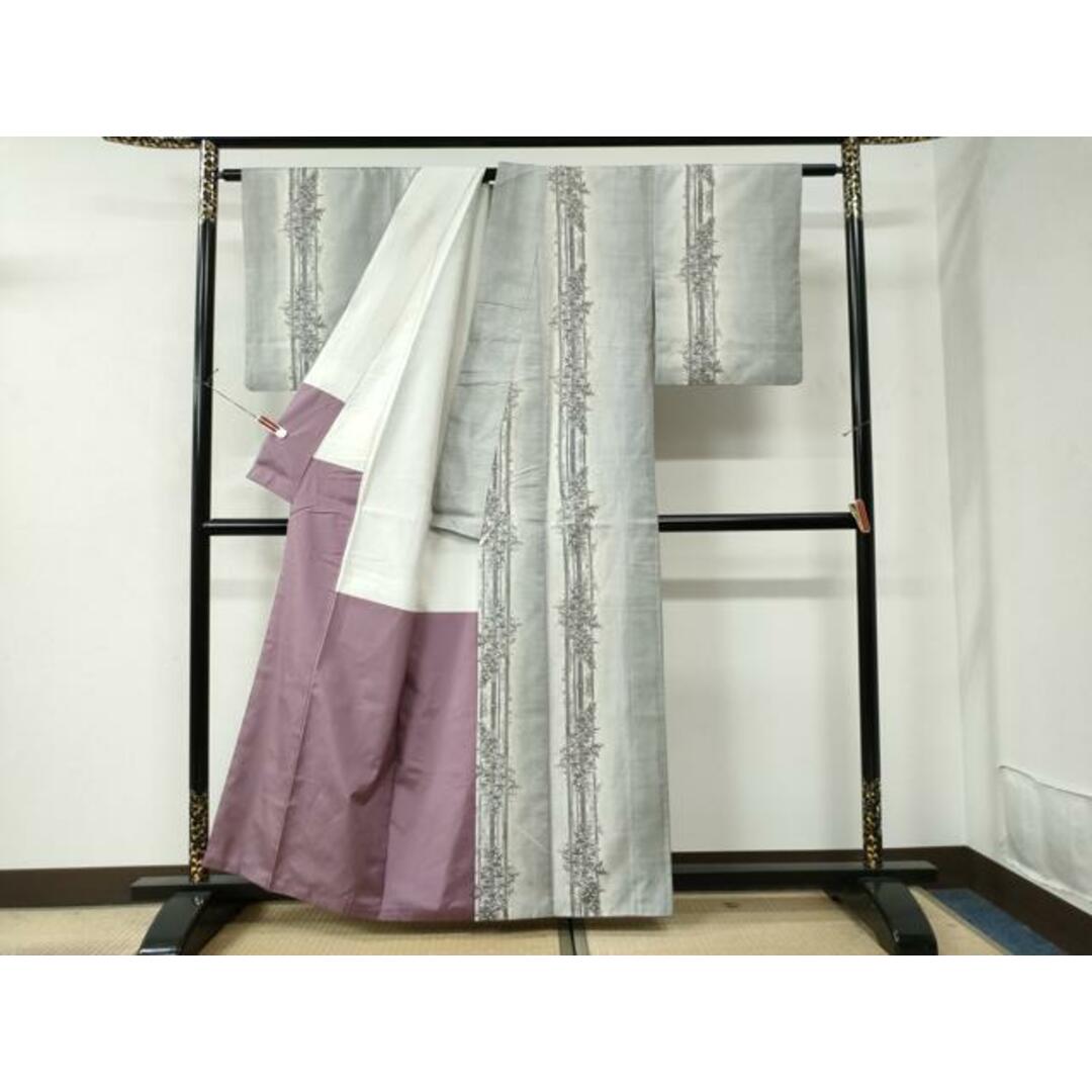 平和屋着物●本場大島紬　白大島　総絣　笹竹文　正絹　逸品　CAAU2514yc レディースの水着/浴衣(着物)の商品写真