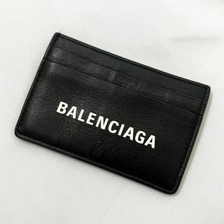 バレンシアガ(BALENCIAGA)の美品 バレンシアガ ロゴ カードケース レザー パスケース お洒落 ブラック(名刺入れ/定期入れ)