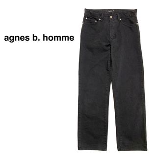 アニエスベー(agnes b.)の良品 アニエスベーオム 90s 後染め ストレート デニムパンツ 黒 フランス製(デニム/ジーンズ)