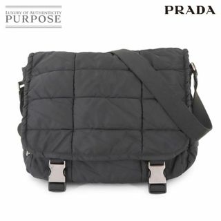 プラダ(PRADA)の美品 プラダ PRADA キルティング ショルダー バッグ ナイロン サフィアーノレザー ブラック VA0714 シルバー 金具 Shoulder Bag 90287573(ショルダーバッグ)