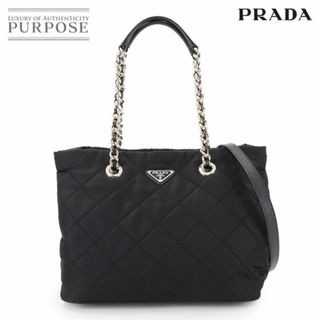 プラダ(PRADA)の新品同様 プラダ PRADA 2way トート ショルダー バッグ ナイロン サフィアーノレザー ネロ 1BG740 シルバー 金具 90287655(トートバッグ)