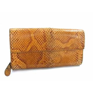 ボッテガヴェネタ(BOTTEGA VENETA)の■極上■本物■ BOTTEGA VENETA ボッテガヴェネタ アイヤーズ パイソン 二つ折り 長財布 ウォレット 小銭入れ ブラウン系 DJ2528(財布)
