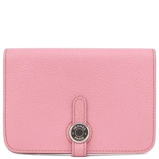 エルメス(HERMES)のエルメス HERMES 二つ折り財布 ドゴン コンパクト トゴ ピンク シルバー金具 □N刻印 【箱】【中古】(財布)