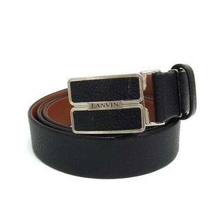 ■美品■ LANVIN ランバン レザー ベルト ビジネス 紳士 メンズ ブラック系 DJ1608