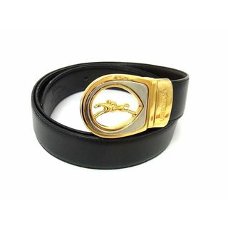 ロンシャン(LONGCHAMP)の■極美品■ LONGCHAMP ロンシャン レザー ゴールド金具 ベルト ビジネス 紳士 メンズ ブラック系 DJ0352(その他)