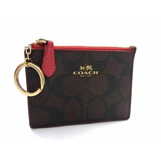コーチ(COACH)の■美品■ COACH コーチ F16107 シグネチャー ミニスキニー  PVC×レザー フラグメントケース コインケース カードケース ブラウン系 DI9754(その他)