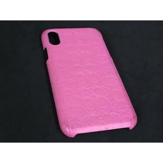 ■美品■ COACH コーチ シグネチャー レザー iPhone X/XS 対応 アイフォンケース スマホケース レディース メンズ ピンク系 DI8273