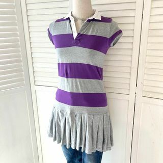 RALPH LAUREN ポロシャツワンピース ホース刺繍 パープル