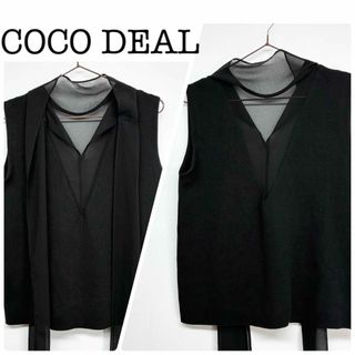 ココディール(COCO DEAL)のCOCO DEAL ココディール　ノースリーブ　ニット　透け感　切替　ブラック(カットソー(半袖/袖なし))