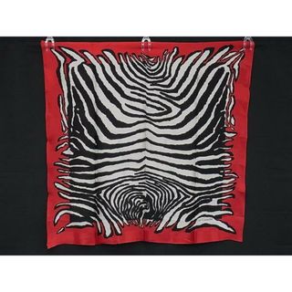 ■美品■ Guy Laroche ギ ラロッシュ シルク100% 総柄 大判 スカーフ ストール ショール レディース レッド系×アイボリー系 DH9093(その他)