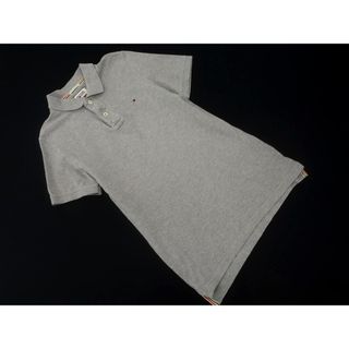 HILFIGER DENIM ヒルフィガーデニム TOMMY HILFIGER トミーヒルフィガー カノコ ロゴ 刺繍 ポロシャツ sizeS/グレー ■◆ メンズ(ポロシャツ)