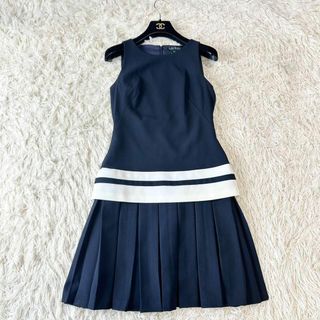 ローレンラルフローレン プリーツワンピース マリン ネイビー(ひざ丈ワンピース)