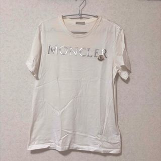 モンクレール(MONCLER)のMONCLER 白Tシャツ レディース シルバー Sサイズ(Tシャツ(半袖/袖なし))