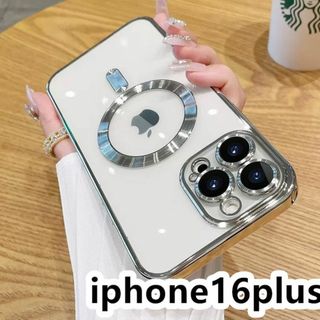 iphone16plusケース  無線 磁気 ワイヤレス充電 シルバー (その他)
