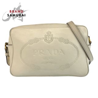 プラダ(PRADA)のPRADA プラダ ロゴ型押し ホワイト ゴールド金具 レザー ショルダーバッグ ポシェット レディース 504117 【中古】(ショルダーバッグ)