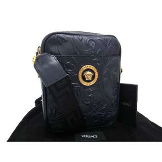 ヴェルサーチ(VERSACE)の■極美品■ VERSACE ヴェルサーチ メデューサ レザー ショルダーバッグ クロスボディ レディース ネイビー系 FL6621(ショルダーバッグ)
