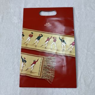 エルメス(HERMES)の【HERMÈS】エルメス デザインショッパー 赤×スカーフ柄 中古袋 S〜Mサイズ相当 一部使用感あり(その他)