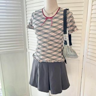 BURBERRY LONDON 半袖カットソー リボン 裾メロウ チェック(Tシャツ(半袖/袖なし))