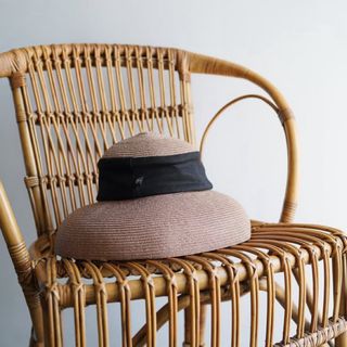THE9SHOP 丸めて洗える　SUMMER HAT ベージュ×黒(ハット)