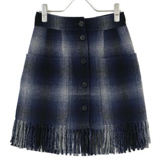 クリスチャンディオール(Christian Dior)のクリスチャンディオール ブルー チェックウールスカート　050J40A1285 34(その他)