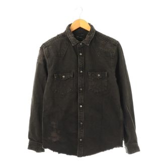 ザラマン ZARA MAN デニムシャツ ダメージ加工 M ブラック(シャツ)