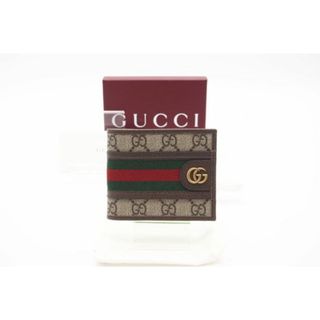 グッチ(GUCCI)の★3日以内返品可★ GUCCI グッチ 597606 オフィディア GG 二つ折り札入れ ベージュ ブラウン レッド グリーン 財布【中古】(長財布)