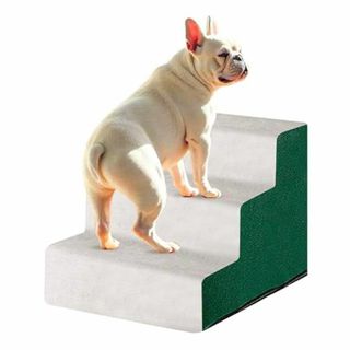 ペット階段 3ステップ 犬 猫 踏み台 滑り止め 関節痛 グリーン グレー(ノーカラージャケット)