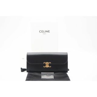 セリーヌ(CELINE)の★3日以内返品可★ CELINE セリーヌ 10E313DPV.38NO シャイニーカーフスキン ラージウォレット トリオンフ ブラック 長財布【中古】(財布)