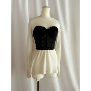 ヴィンテージ(VINTAGE)の美品 ビンテージ 70s 花柄 ドレス ワンピース ビスチェコルセット 黒 美品(ベアトップ/チューブトップ)