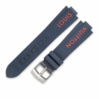 ルイヴィトン(LOUIS VUITTON)のルイヴィトン LOUIS VUITTON 腕時計パーツ タンブール用 ラバー ステンレススチール ネイビー 新品同様 純正 替え ベルト 純正SS製尾錠付き 21mm ネイビー 紺【中古】(ラバーベルト)