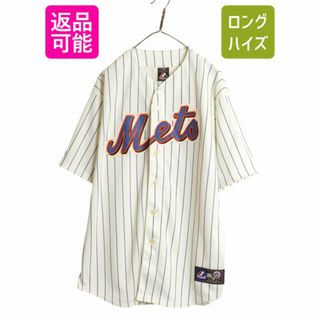 メッツ ベースボール シャツ メンズ XL / MLB オフィシャル マジェスティック 大リーグ ユニフォーム ゲームシャツ 大きいサイズ ジャージ(ウェア)