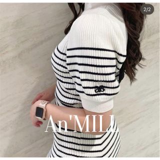 エブリン(evelyn)のAn'MILLE バックリボンボーダーニットワンピース(ひざ丈ワンピース)