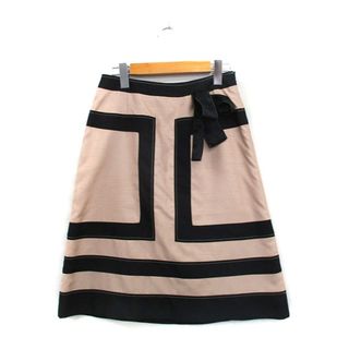 トゥービーシック(TO BE CHIC)のトゥービーシック TO BE CHIC フレア スカート 膝丈 リボン ボーダー(ひざ丈スカート)