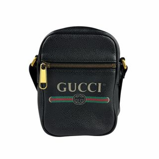 グッチ(GUCCI)のグッチ GUCCI 斜め掛けショルダーバッグ レザー ブラック ゴールド メンズ 574803 送料無料【中古】 z6028(ショルダーバッグ)