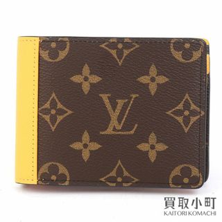 ルイヴィトン(LOUIS VUITTON)の【未使用品】ルイヴィトン【LOUIS VUITTON】M12837 ポルトフォイユ ミュルティプル モノグラム マカサー サフランイエロー LV カラーマニア レザー 二つ折り財布 札入れ メンズ ウォレット カードケース LV AEROGRAM MULTIPLE WALLET 【Sランク】【新品同様】(長財布)