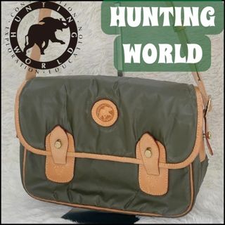 ハンティングワールド(HUNTING WORLD)のハンティングワールド　バチュークロス ショルダーバッグ ナイロン レザー 緑(ボディーバッグ)