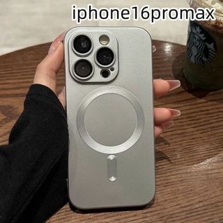 iphone16promxケース  スタンド付き　透明 耐衝撃 シルバーV(iPhoneケース)