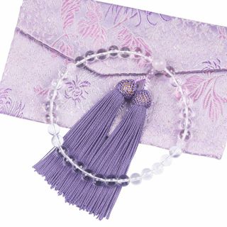 LEOBEE 女性用数珠 数珠 マグネット式数珠袋付き 本水晶 念珠 じゅず 手