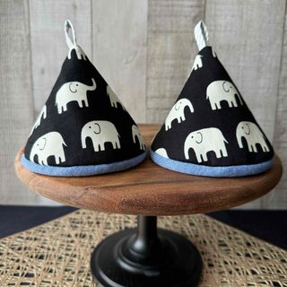 ● Handmade 三角 鍋つかみ ゾウさん ストウブ ル・クルーゼなどに ●