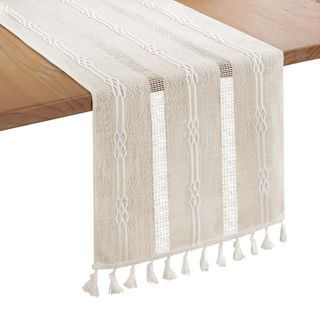 Bigqin テーブルランナー 183 x 33cm 綿麻製 食卓飾り テーブル(その他)