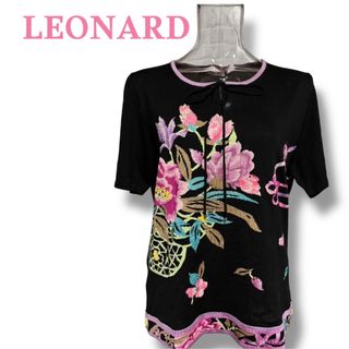 レオナール(LEONARD)の＊LEONARD＊薄手ニット 花柄刺繍 半袖トップス(ニット/セーター)
