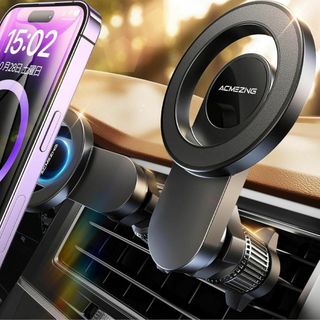 スマホホルダー 車 マグネット 車 スマホスタンド　車載アクセサリー　黒(ノーカラージャケット)