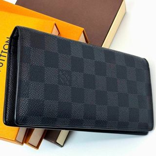 ルイヴィトン(LOUIS VUITTON)の美品 ルイヴィトン ダミエグラフィット ポルトフォイユ ブラザ 長財布 黒 .(長財布)